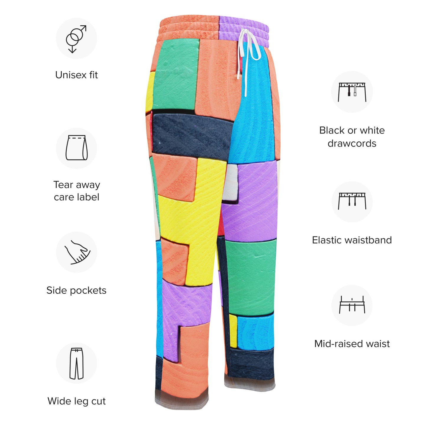 Colorful Wide-leg joggers - Unique Designs - Free Shipping Worldwide