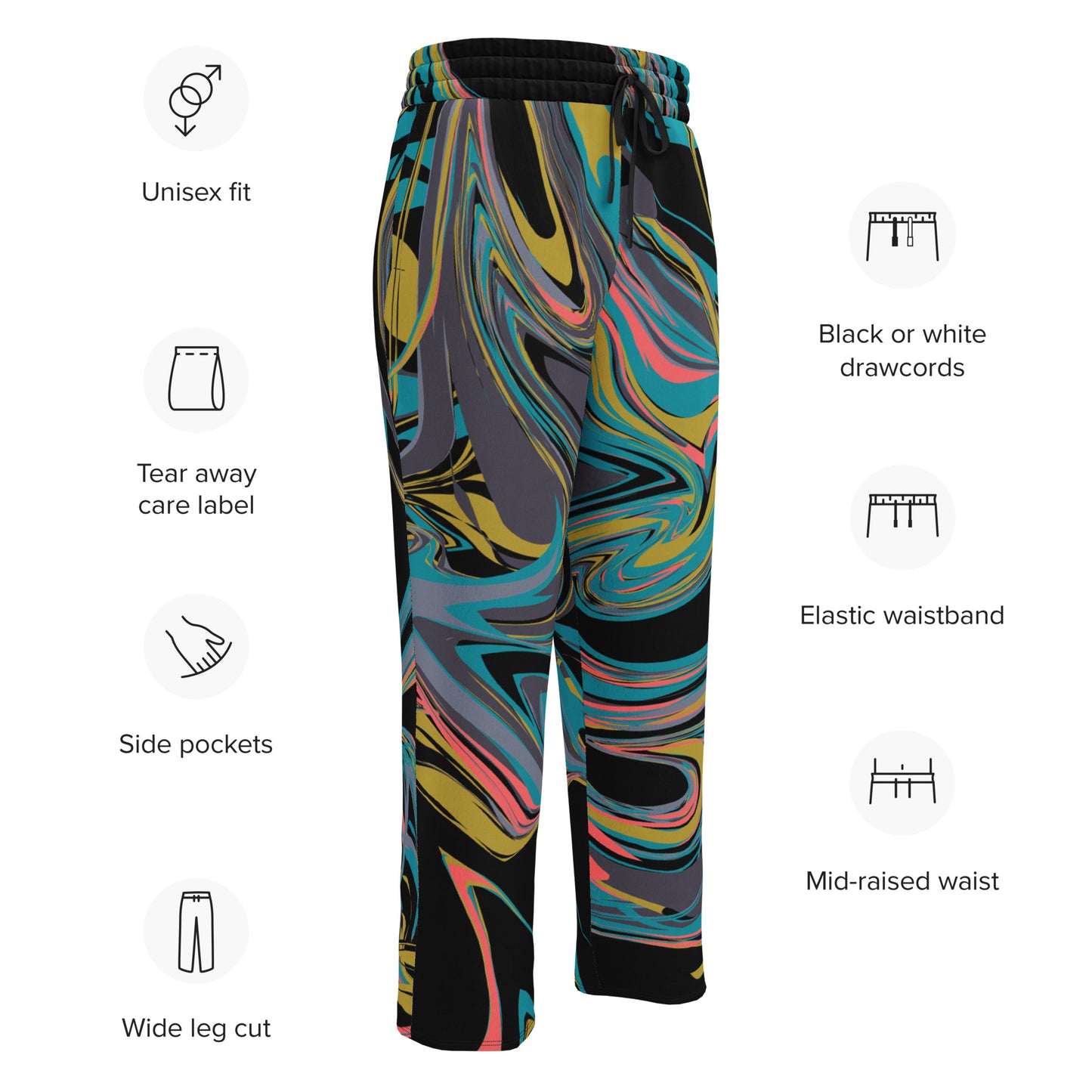 Colorful Wide-leg joggers - Unique Designs - Free Shipping Worldwide