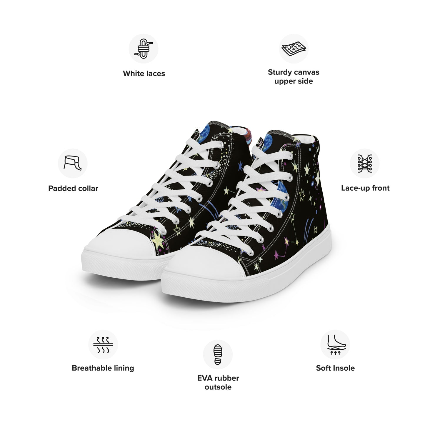 Colorful high top canvas shoes - Free Shipping Worldwide