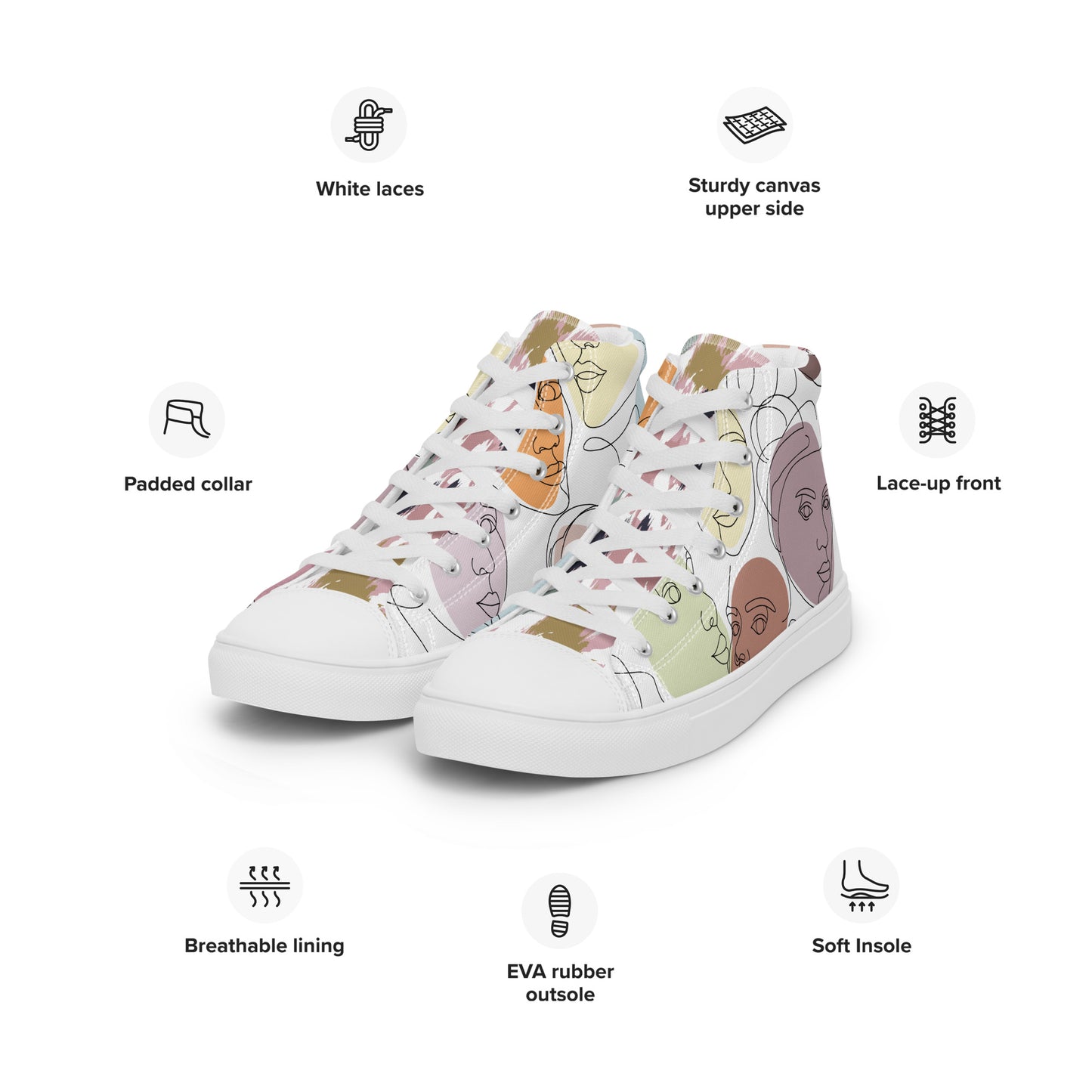 Colorful high top canvas shoes - Free Shipping Worldwide