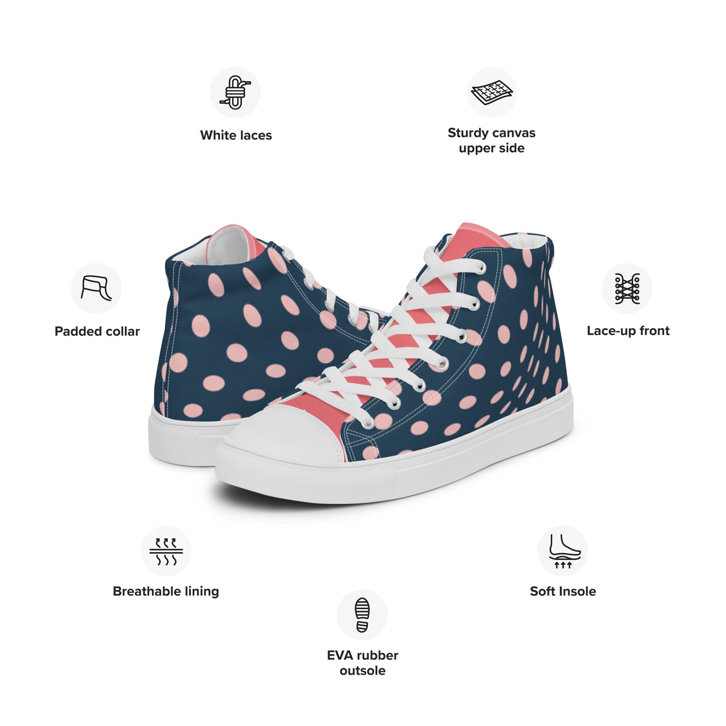 Colorful women’s high top canvas shoes - Free Shipping Worldwide