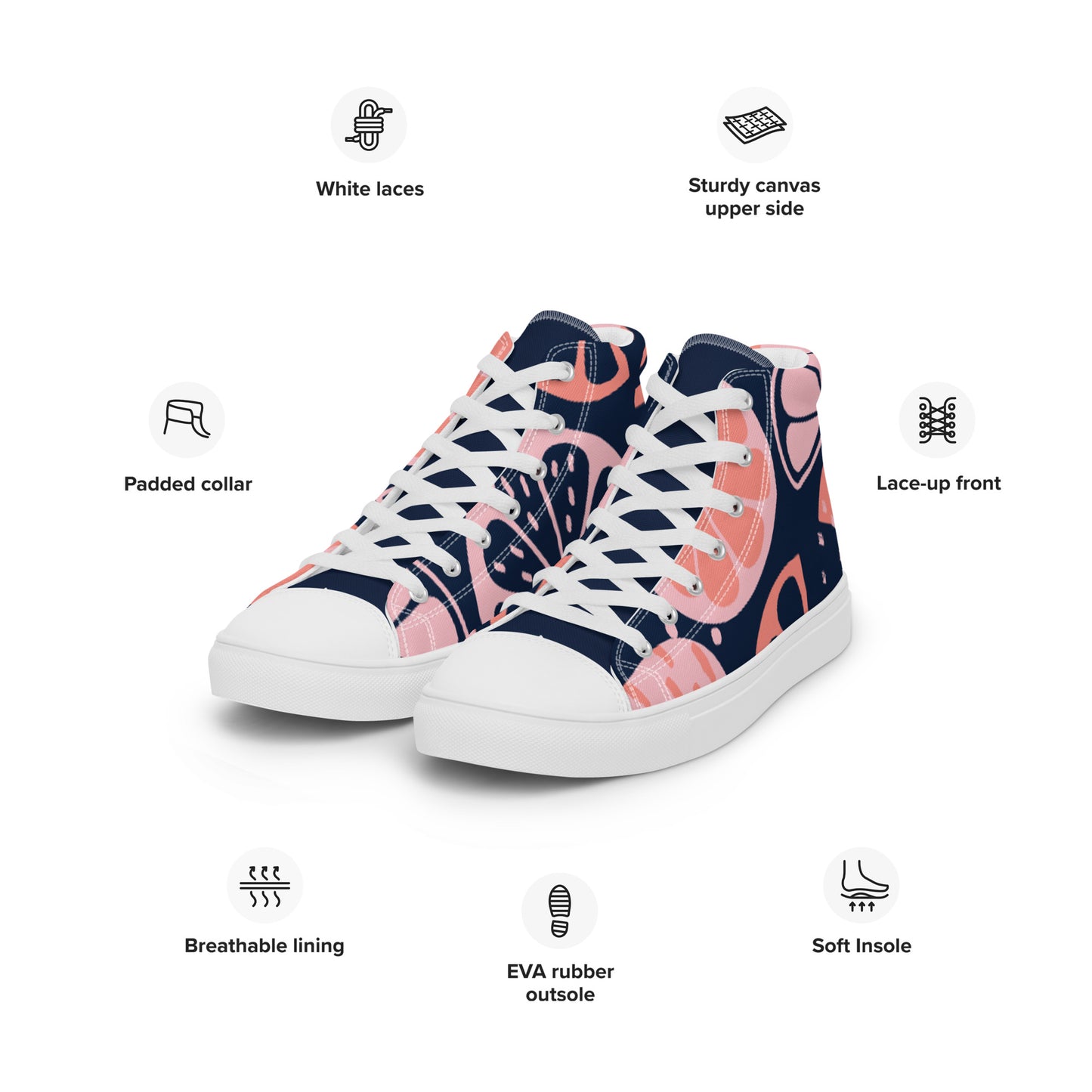 Colorful women’s high top canvas shoes - Free Shipping Worldwide